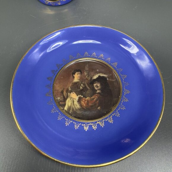 Kuba Bavaria Cobalt Blue Portrait Teacup And Saucer Set Germany Gold Edges VTG - Picture 16 of 16